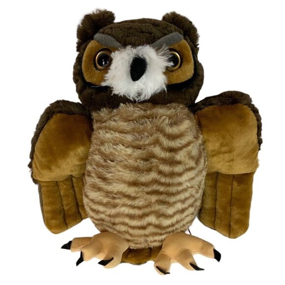 Wild Republic Great Horned Owl Plush Realistic Stuffed Animal Soft Bird Toy 12" - Picture 1 of 6